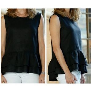 New Nicole Sleeveless Linen Ruffle Top